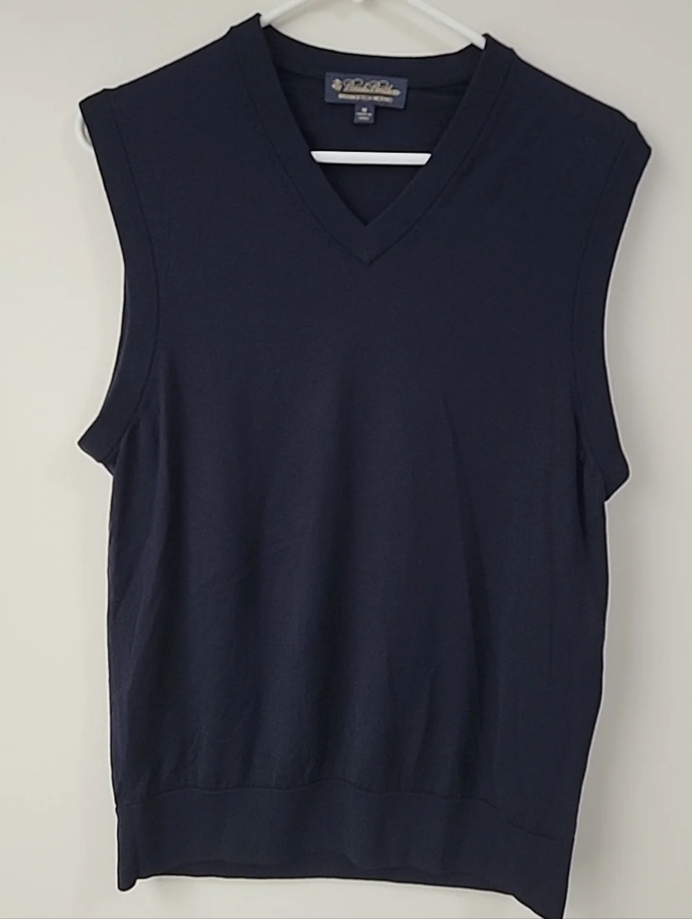 Brooks Brothers Vest Navy Extra Fine Merino Wool V-Neck Pullover Men’s M EUC
